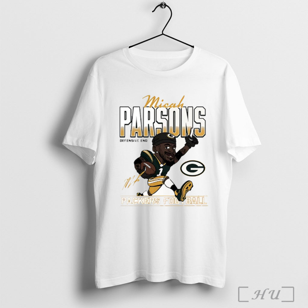 Officials Micah Parsons Defensive End Green Bay Packers Football Caricature White S T Shirt