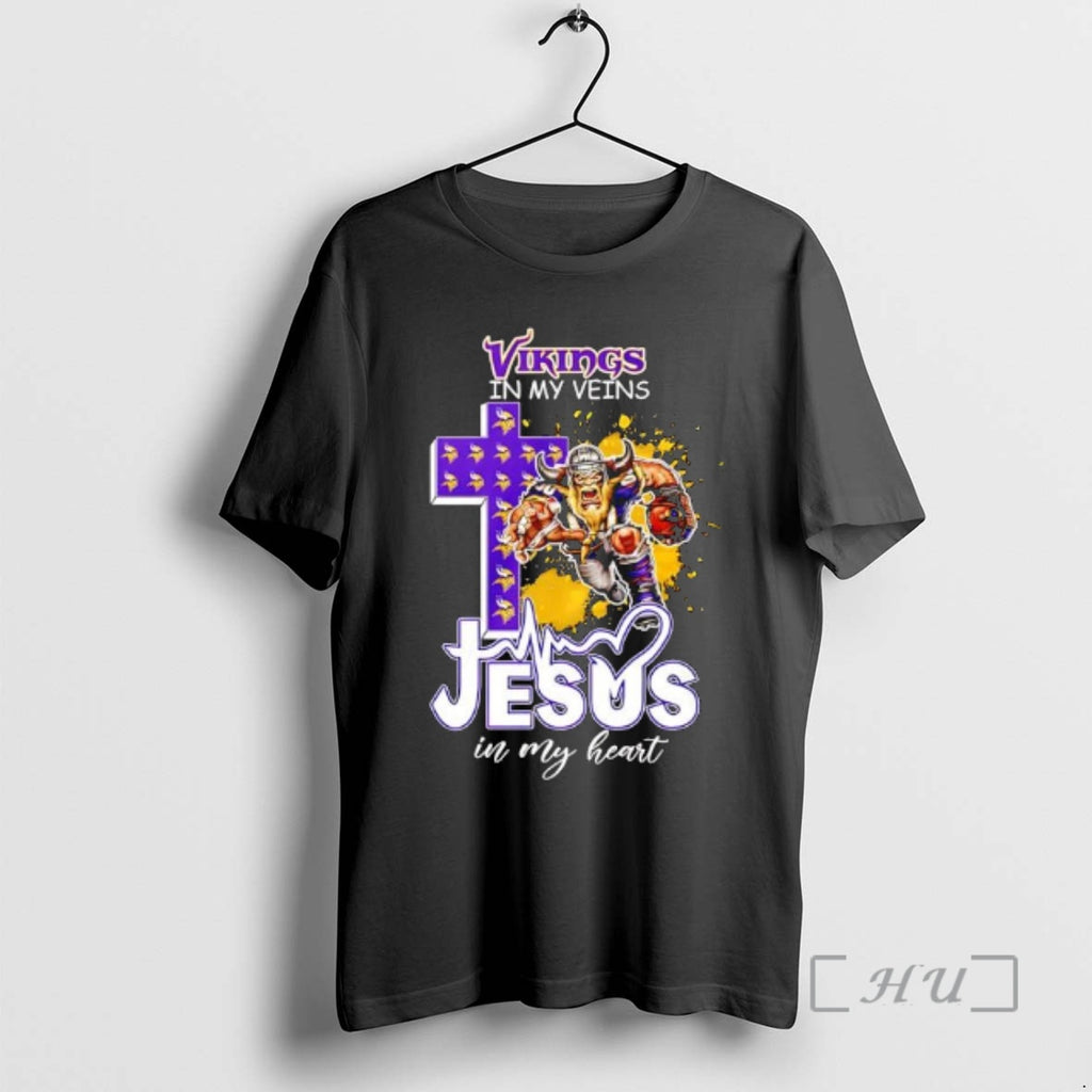 Officials Minnesota Vikings In My Veins Jesus In My Heart Features A Football Player Logos