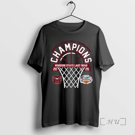 Officials Missouri State Lady Bear 2026 C Usa Womens Basketball Tournament Champions Premium T Shirts