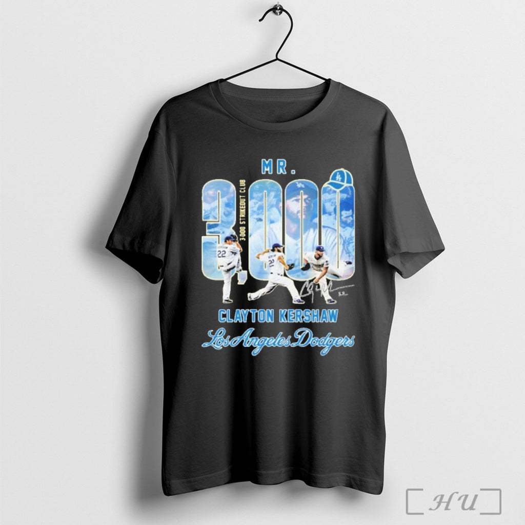 Officials Mr 3000 Strikeout Club Clayton Kershaw Los Angeles Dodgers T Shirt