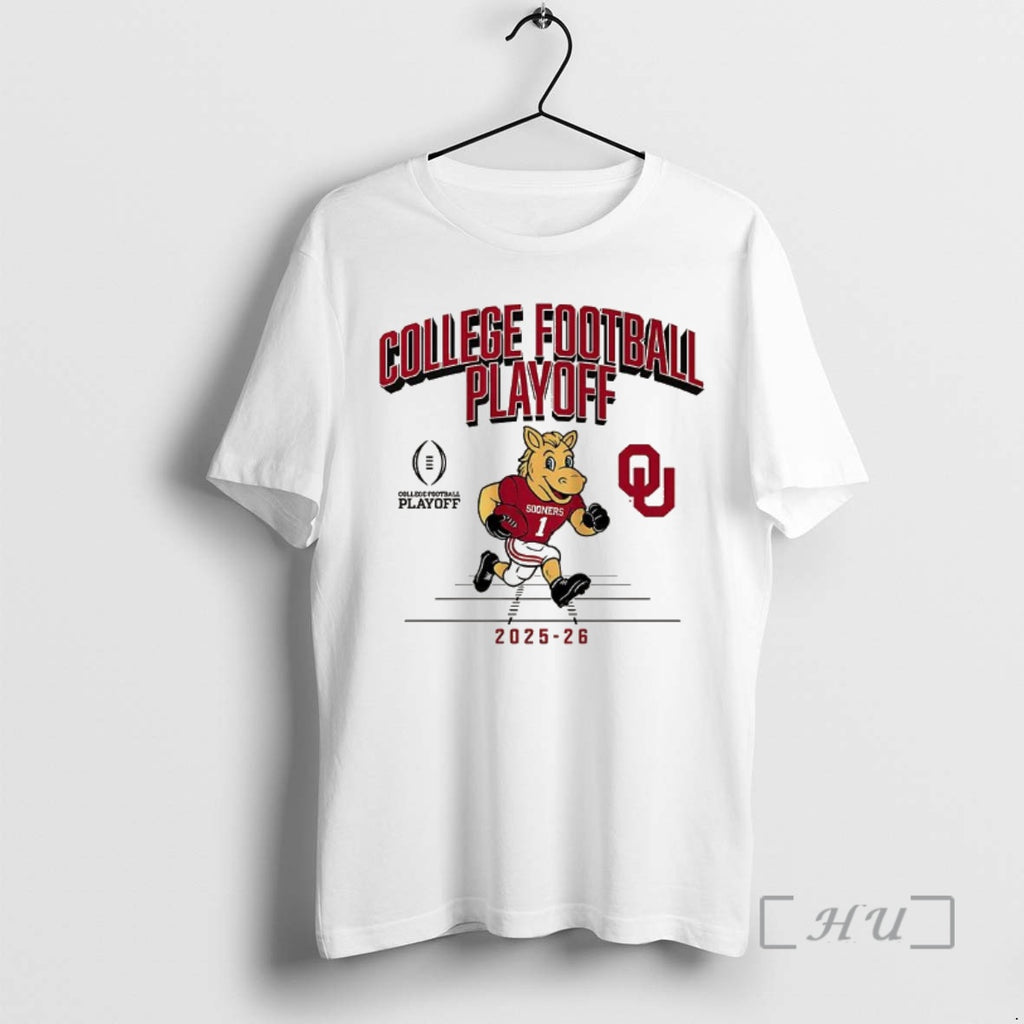 Officials Oklahoma Sooners Ncaa College Football Playoff Team 2025 2026 Mascot Running Premium T Shirts
