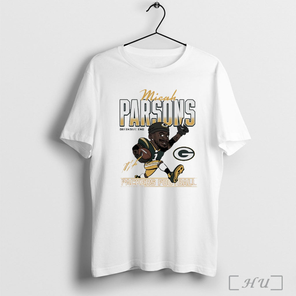 Officials Packers Micah Parsons Defensive End Signature Caricature T Shirt