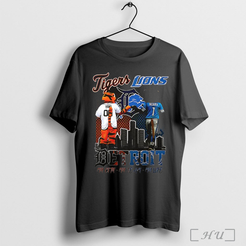 Officials Paws Detroit Tigers Vs Roary Detroit Lions My City My Team My Life Skyline