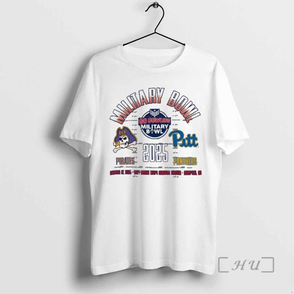 Officials Pittsburgh Panthers Vs East Carolina Pirates 2025 Military Bowl Dueling Helmets Premium T Shirts