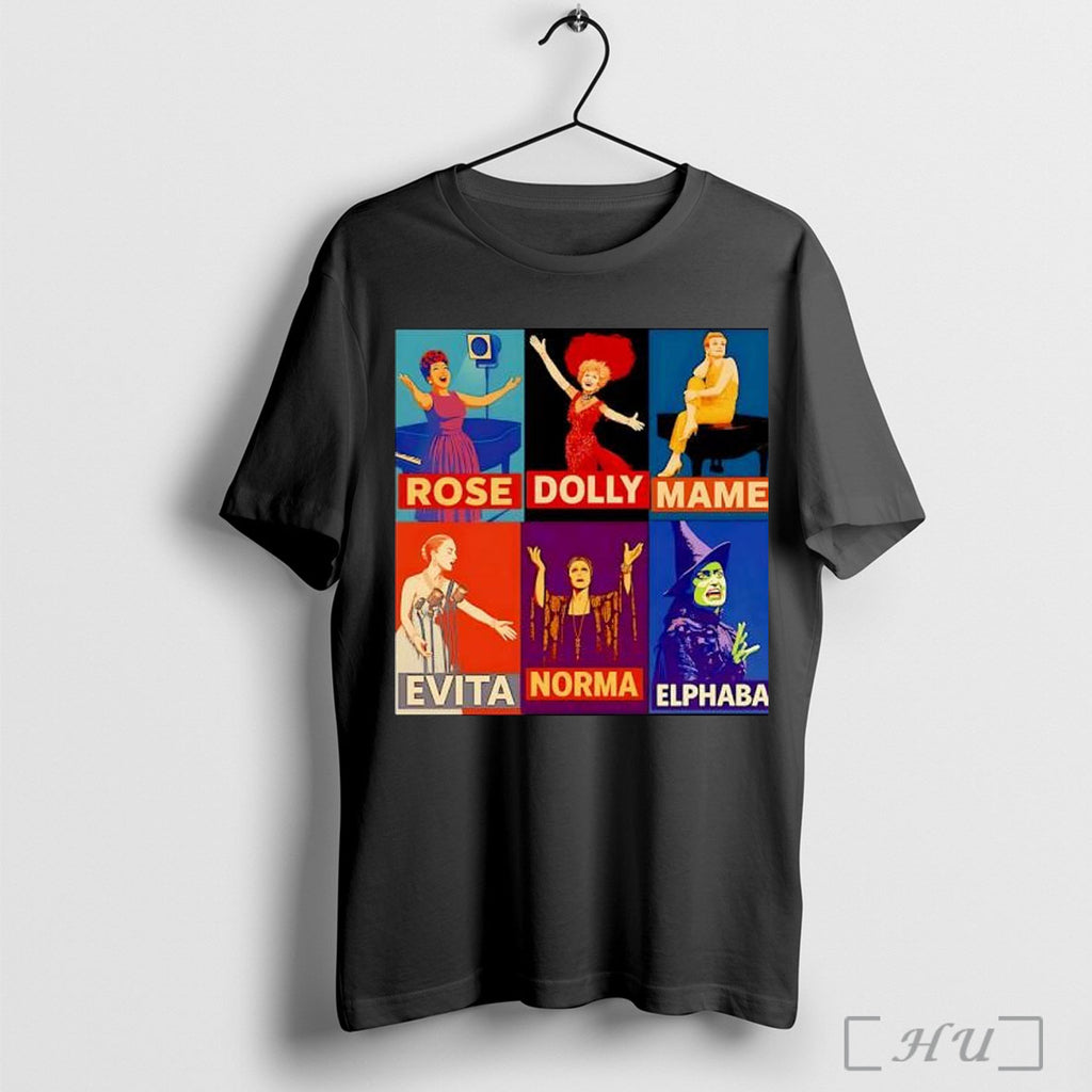 Officials Rose Dolly Mame Evita Norma Elphaba Broadway Musical Theater Poster Collage T Shirt