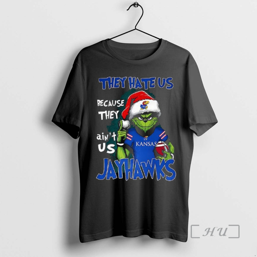 Officials Santa Grinch They Hate Us Because They Aint Us Kansas Jayhawks Premium T Shirts