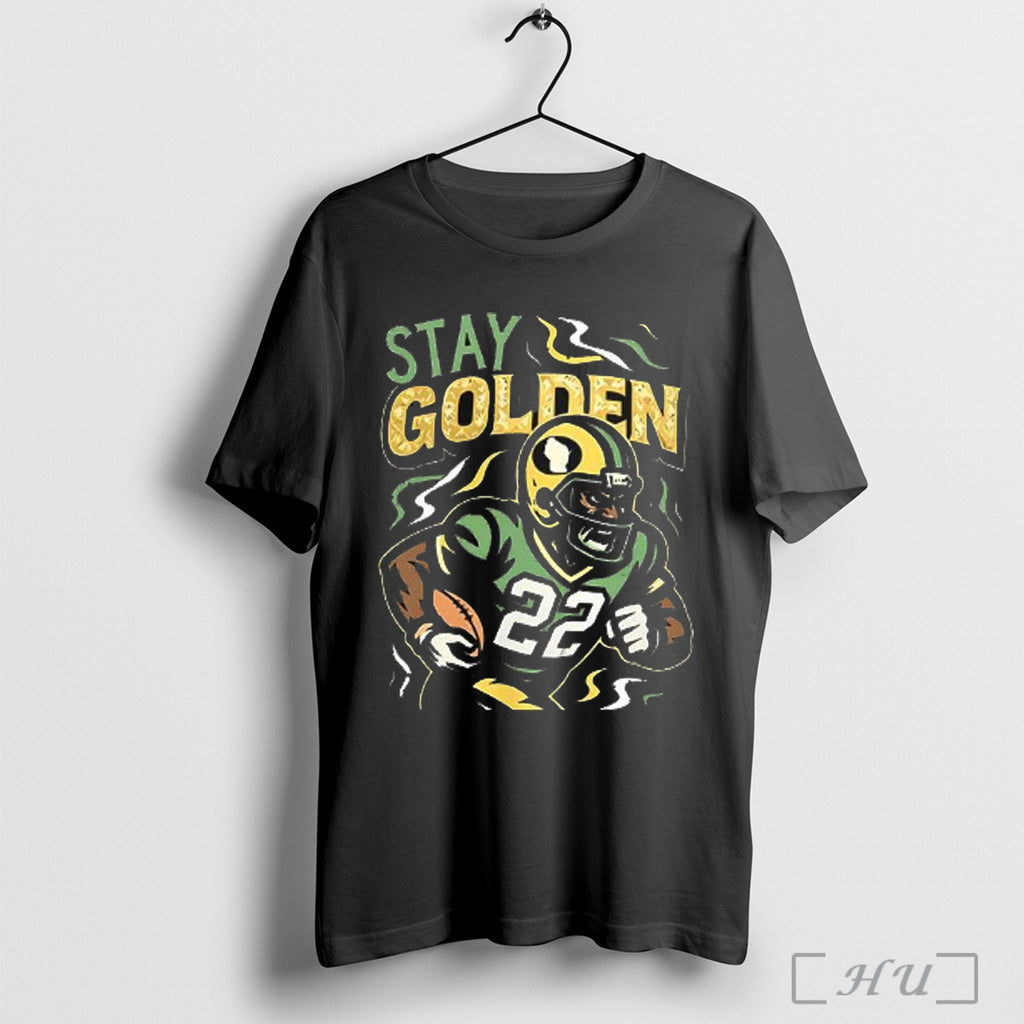 Officials Stay Golden Football Player Silhouette Green Bay Packers Graphic T Shirt