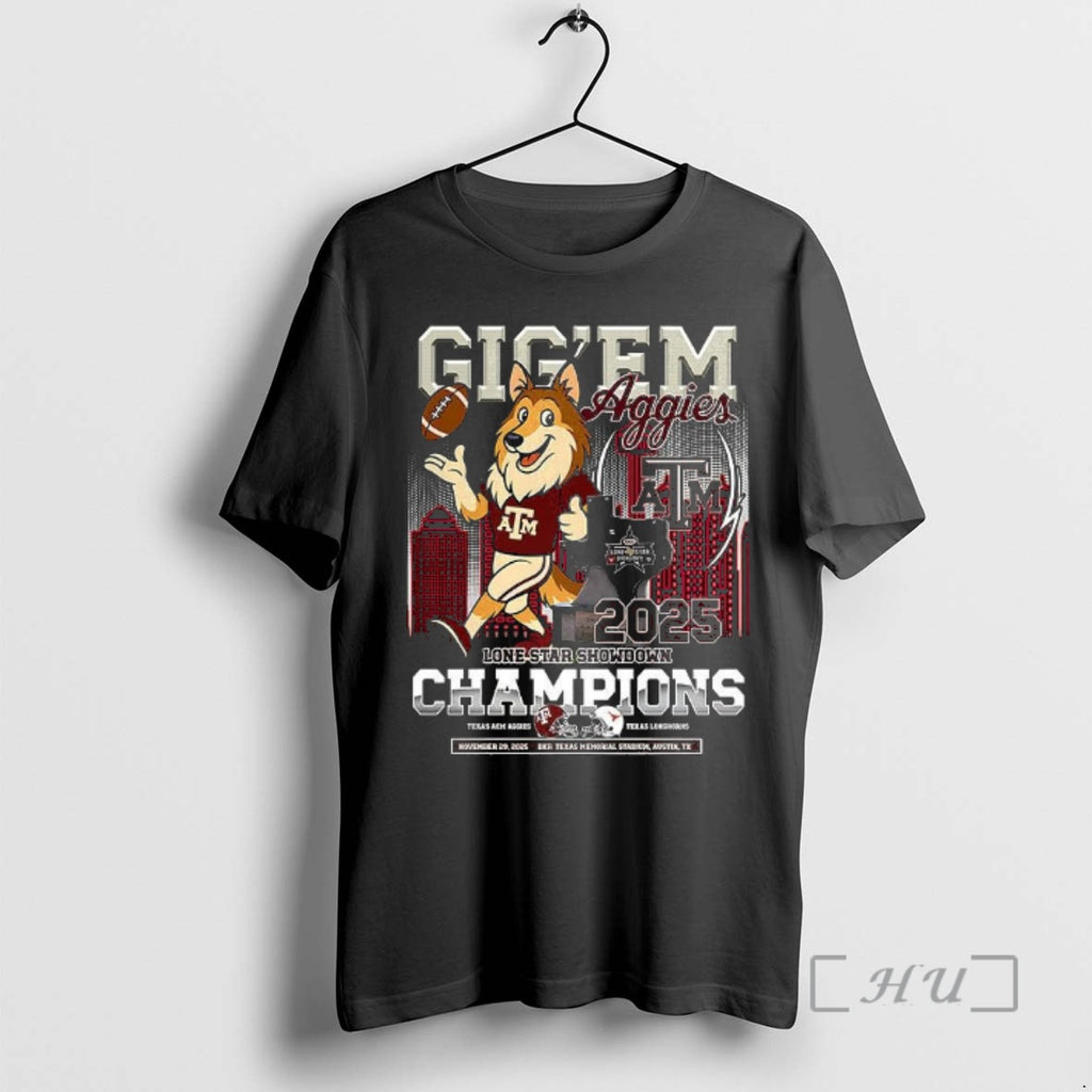 Officials Texas Am Aggies Mascot Gig Em Lone Star Showdown Champions Premium T Shirts Sweater