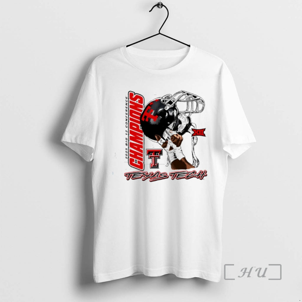 Officials Texas Tech Red Raiders 2025 Big 12 Football Champs Graphic Hand Premium T Shirts