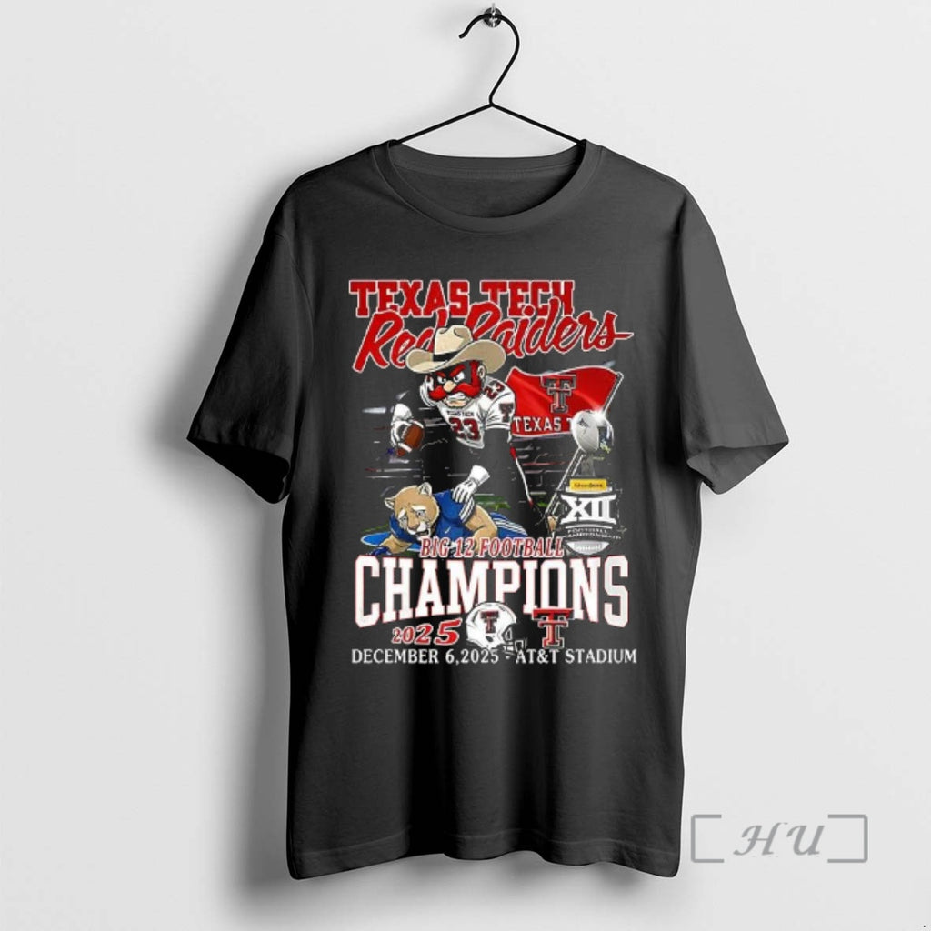 Officials Texas Tech Red Raiders Big 12 Football Champions 2025 Mascot Premium T Shirts Sweater