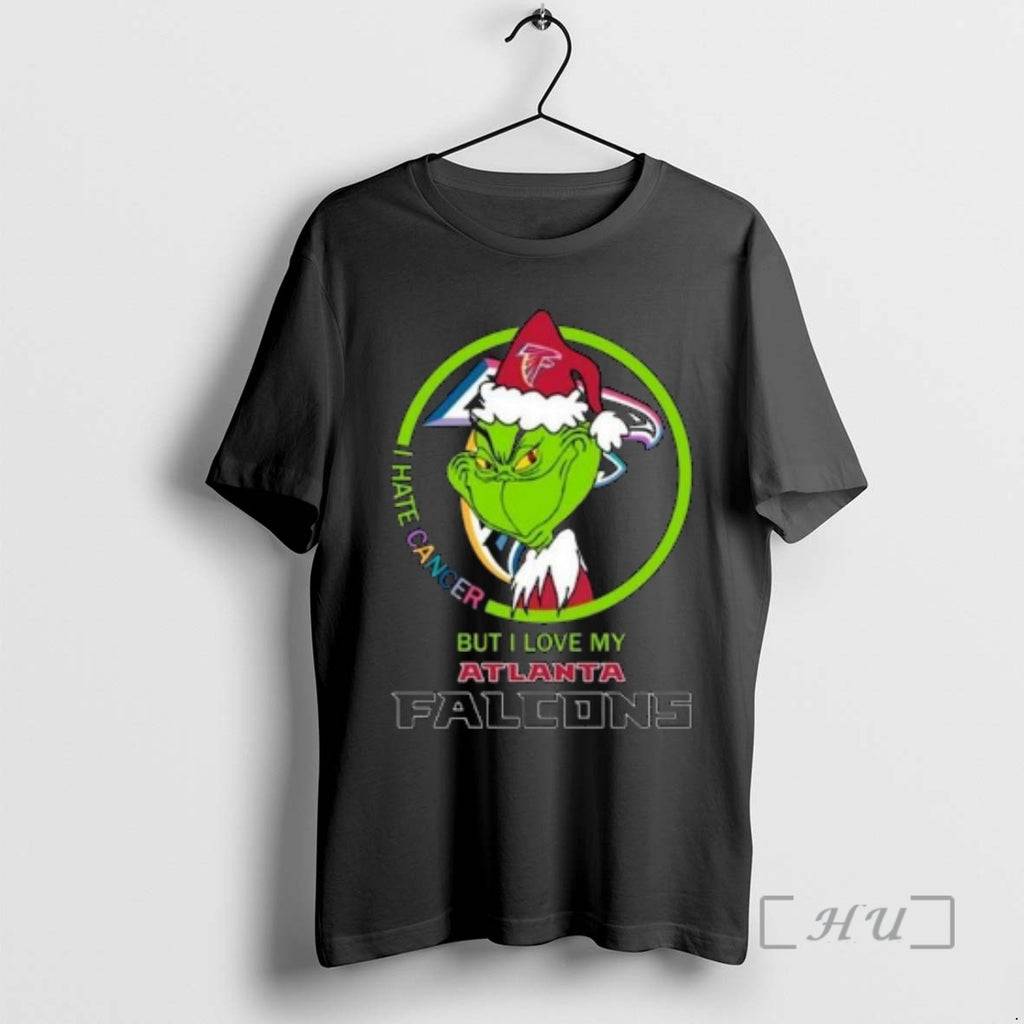 Officials The Grinch I Hate Cancer But I Love My Atlanta Falcons Merry Christmas Circle