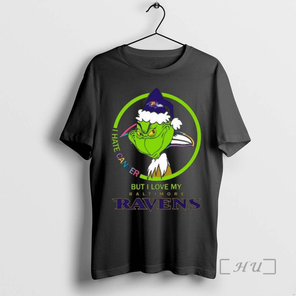Officials The Grinch I Hate Cancer But I Love My Baltimore Ravens Merry Christmas Premium