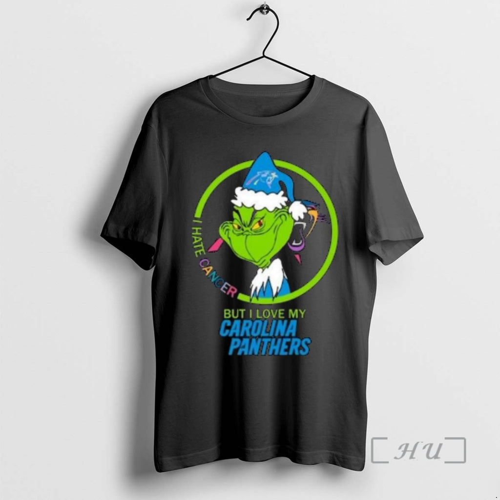 Officials The Grinch I Hate Cancer But I Love My Carolina Panthers Merry Christmas Circle