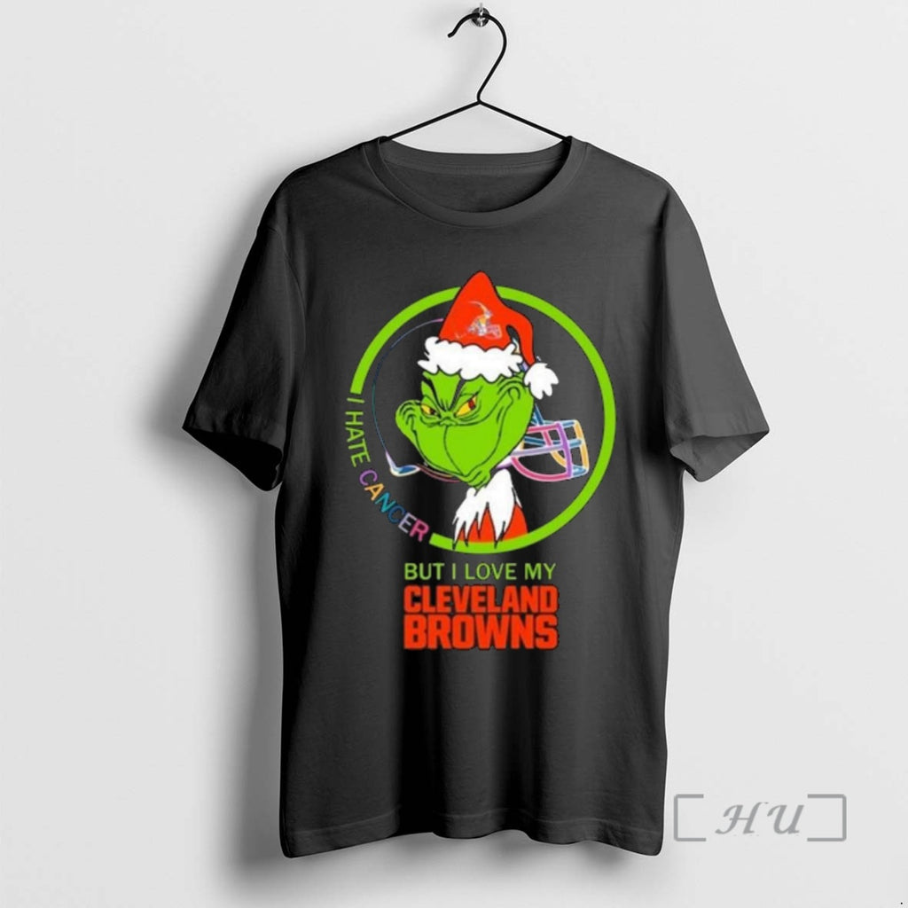 Officials The Grinch I Hate Cancer But I Love My Cleveland Browns Merry Christmas Premium