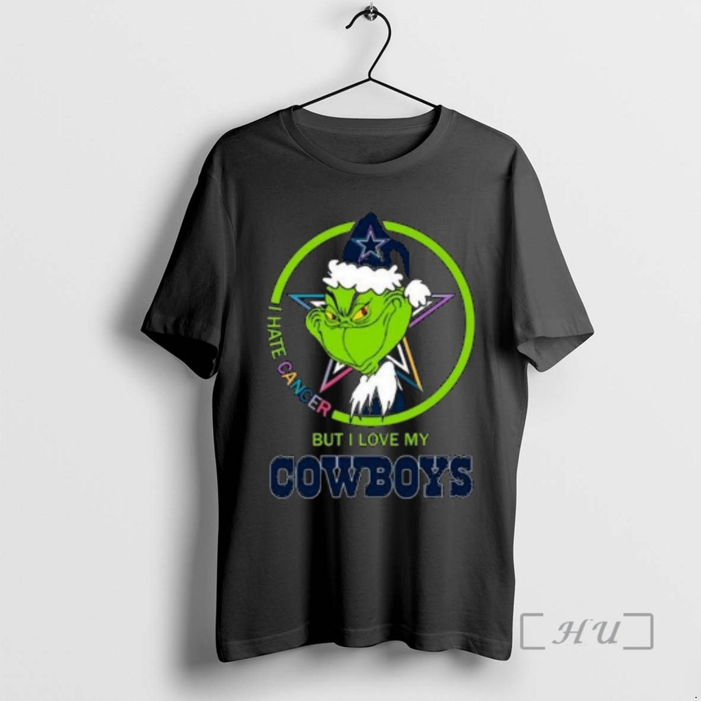 Officials The Grinch I Hate Cancer But I Love My Dallas Cowboys Merry Christmas Circle