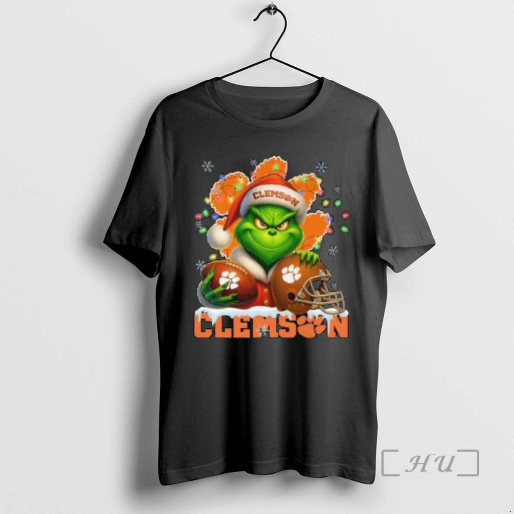 Officials The Grinch X Ball And Helmet Clemson Tigers Merry Christmas 2025 Circle Black Premium