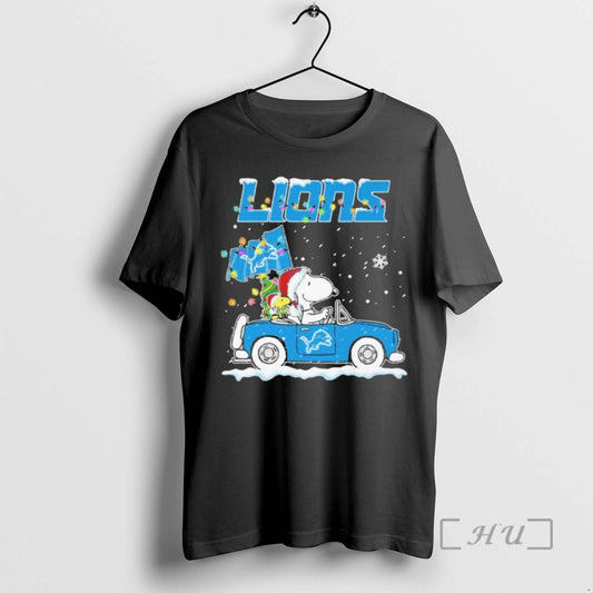 Officials The Peanuts X Detroit Lions Driving Car Christmas T-Shirts, Hoodie, Sweatshirt | WearSparks.com
