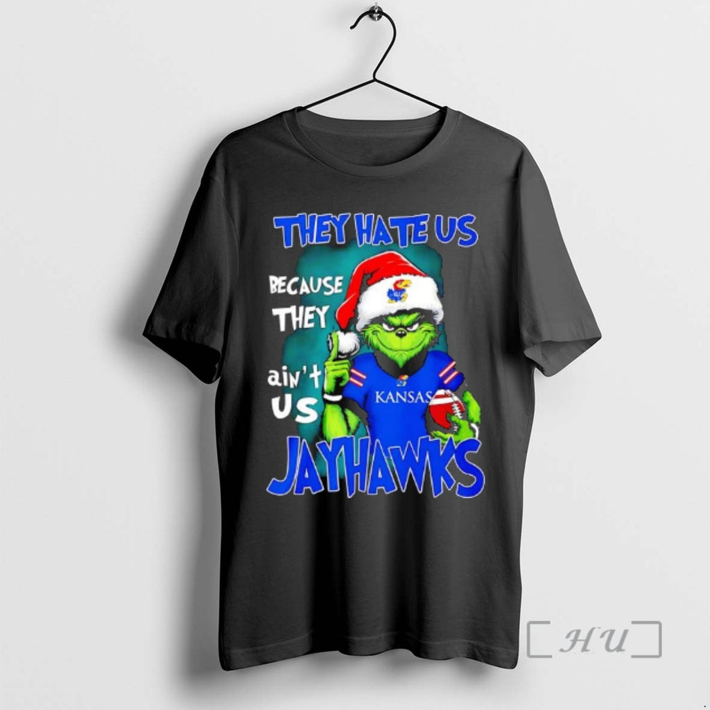Officials They Hate Us Because They Aint Us Kansas Jayhawks Grinch Wearing Santa Hat Premium