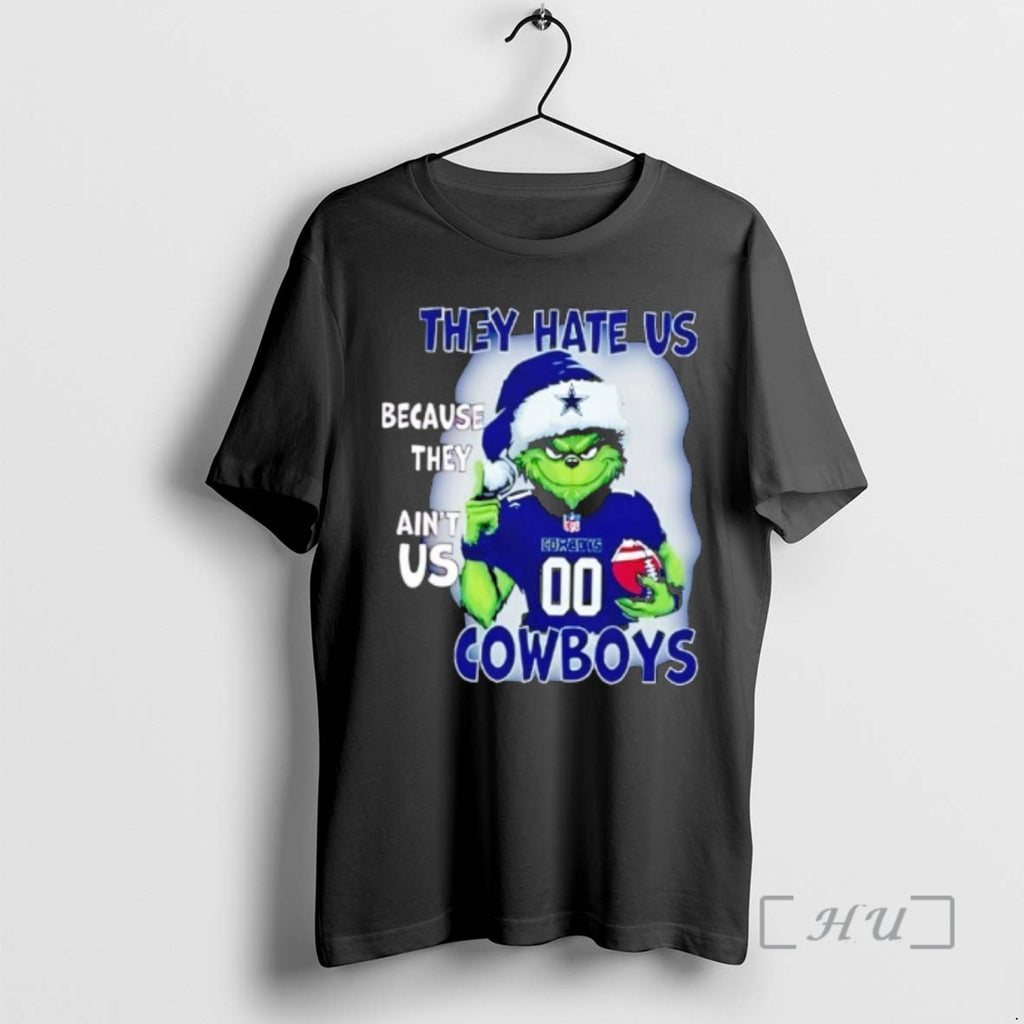 Officials They Hate Us Because They Aint Us Dallas Cowboys Grinch Santa Premium T Shirts