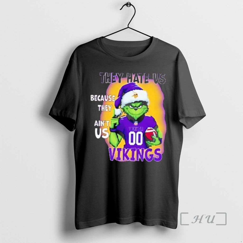 Officials They Hate Us Because They Aint Us Minnesota Vikings Grinch Santa Premium T Shirts