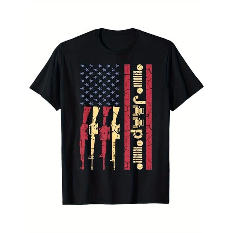 Offroad Driving American USA Flag Distressed Gun Gift T-Shirt, 100% Cotton, Halloween Thanksgiving Christmas Gift for Men Women Family Friends, S-XXXL, Black made in usa