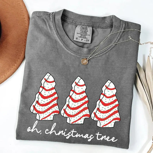 Oh Christmas Tree, Cakes, Winter, Snacks, Santa, Snow, Xmas Tshirt, Christmas Comfort Colors Tshirt, Women's Graphic Tee, Xmas, Santa, Winter, Snow