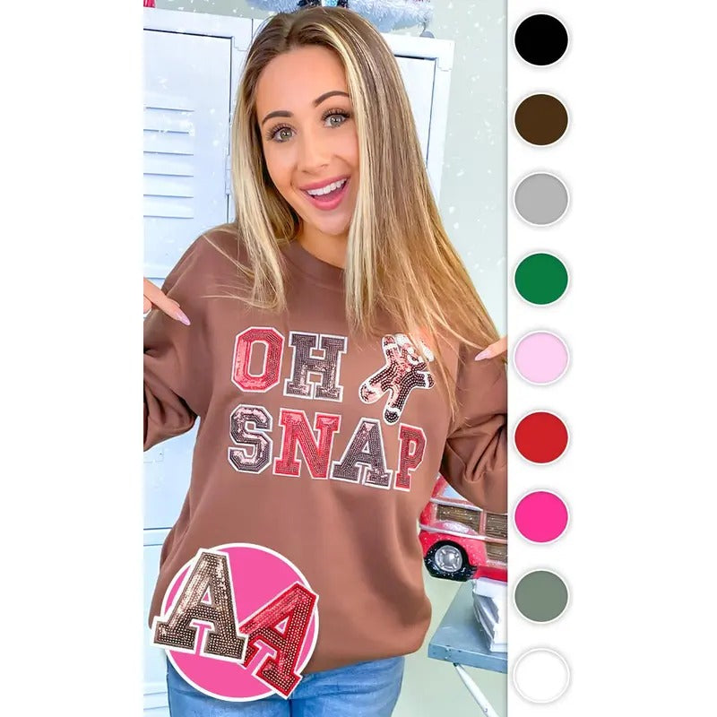 Oh Snap Sequin Christmas Graphic Sweatshirt T-Shirts, Hoodie | WearSparks.com