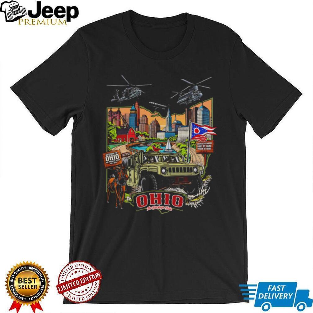 Ohio The Buckeye State Humvee Military City Skyline T Shirt