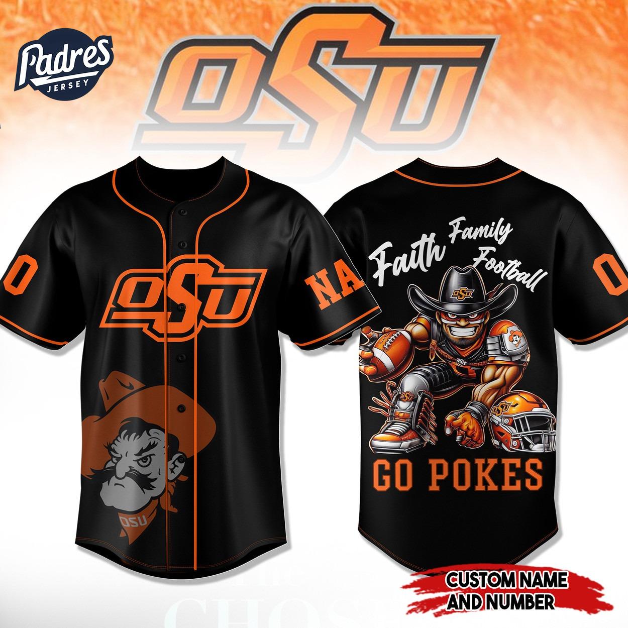 Oklahoma State Cowboys Go Pokes Football Baseball Jersey - Padres Jersey Oasis: Elevate Your Baseball Style... (Image 1)