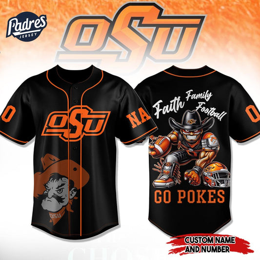 Oklahoma State Cowboys Go Pokes Football Baseball Jersey - Padres Jersey Oasis: Elevate Your Baseball Style... (Image 1)