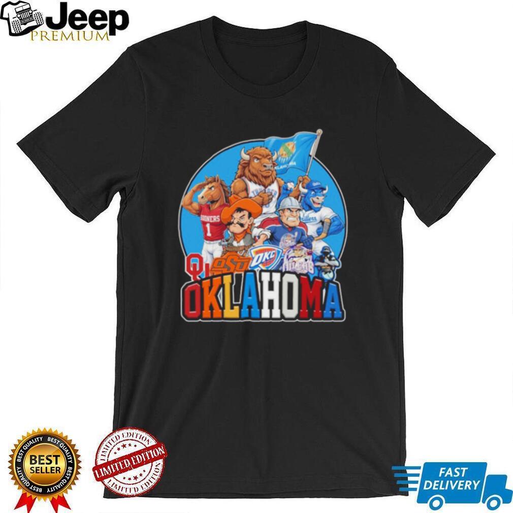 Oklahoma State Sports and Teams Mascot Collage T Shirt Oklahoma Pride Graphic T shirt