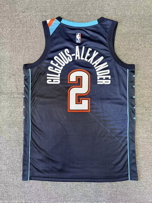 Oklahoma City Thunder #2 Shai Gilgeous-Alexander 26 Season Thunder Team City Navy Style 1