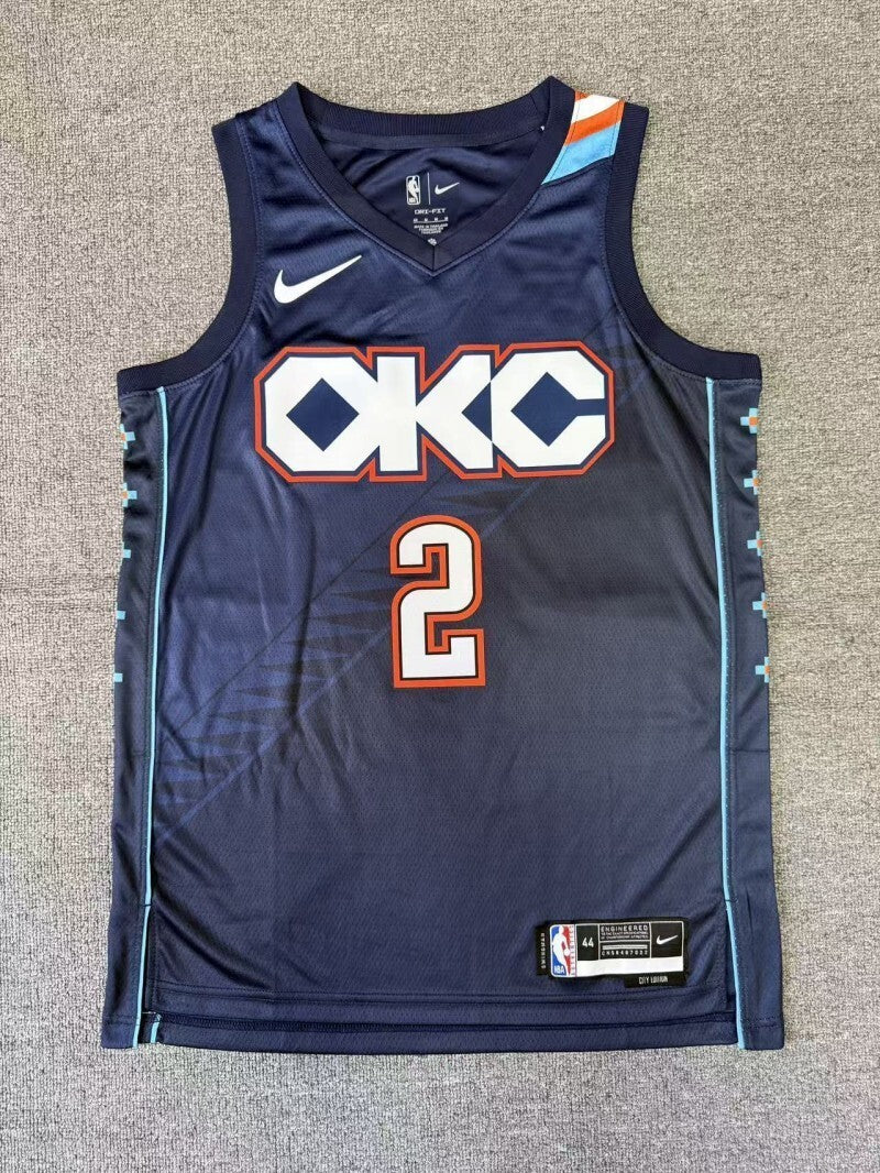 Oklahoma City Thunder #2 Shai Gilgeous-Alexander 26 Season Thunder Team City Navy Style 2