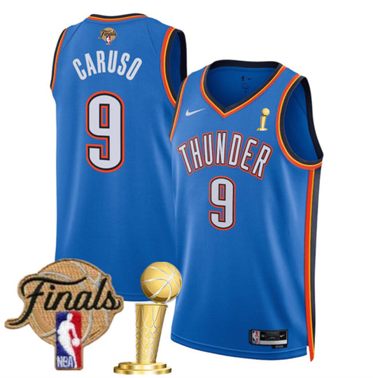 Oklahoma City Thunder #9 Alex Caruso Blue 2025 Finals Patch And Finals Champions