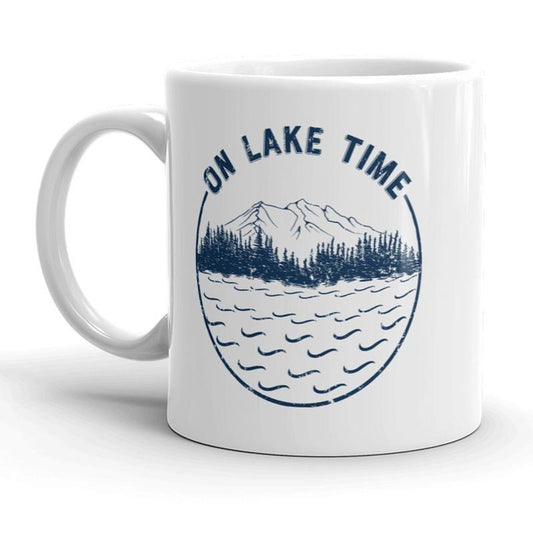 On Lake Time Mug Funny Summer Vacation Coffee Cup - 11oz Funny Coffee Mugs Ceramic Printed Drinkware Cup