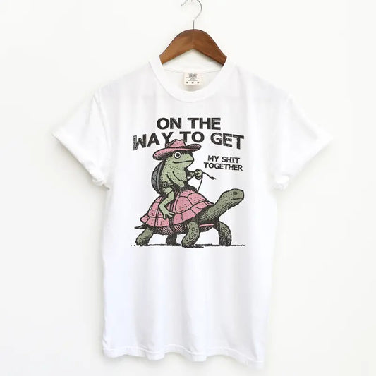 On My Way To Get My Stuff Together Funny Tshirt, Comfort Colors Vintage Tees, Turtle Funny Graphic Tees, Frog Lover Shirt Fit Top