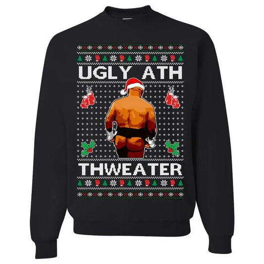 OnCoast Mike Tyson Ugly Ath Thweater | Ugly Christmas Sweater | Funny Christmas Sweater | Holiday Crewneck Sweater