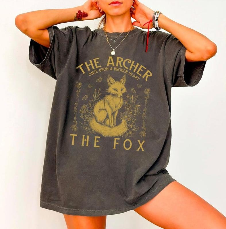 Once Upon a Broken Heart Shirt, Vintage Fox Shirt, The Archer And The Fox , Evangeline The Ballad of Never After Caraval Shirt Casual Crewneck Cotton Fabric Jersey