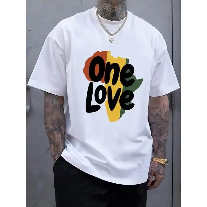 One Love Letter Graphic Tee - Stylish Mens Short Sleeve T-Shirt with Elastic Crew Neck - Super Comfortable for Outdoor Adventures Made in USA