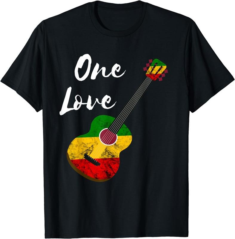 One Love Reggae Guitar Rastafari Roots Rasta Reggae T-Shirt