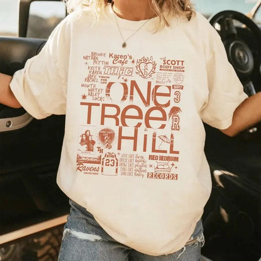 One Tree Hill Doodle Art Shirt | Vintage One Tree Hill Movie Shirt | Brooke Davis Peyton Sawyer Nathan Scott Shirt, Cotton Crewneck Shortsleeve Casual