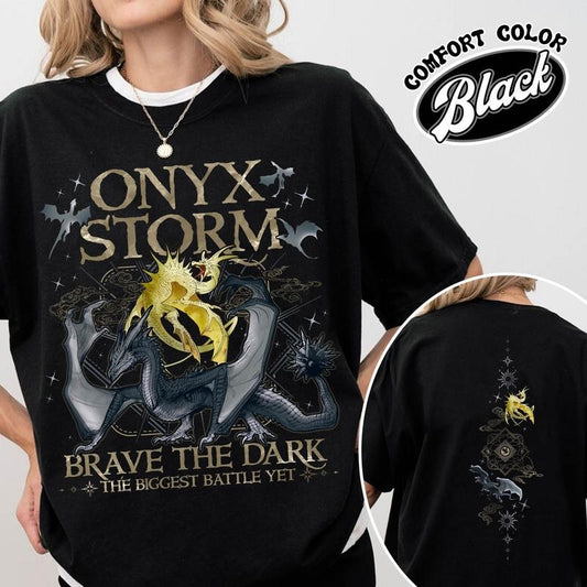 Onyx Storm Brave the Dark Comfort Colors Shirt, Fourth Wing Series Shirt, Dragon Rider Shirt, Basgiath War College Shirt,...
