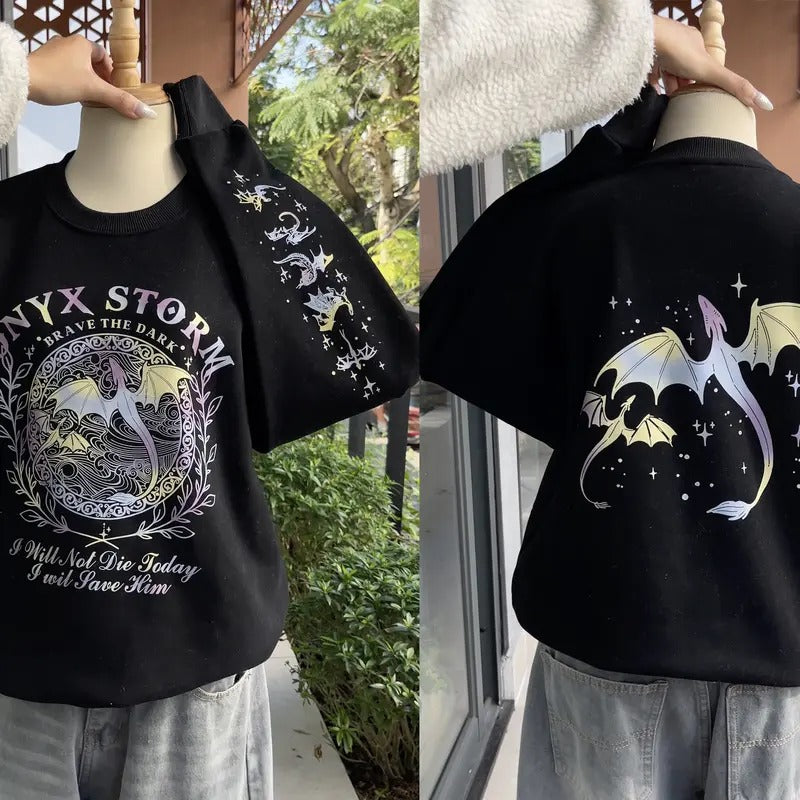 Onyx Storm Sweatshirt, Fourth Wing Shirt, Basgiath War College Crewneck, Dragon Rider Hoodie, Fantasy Reader Hoodie,...