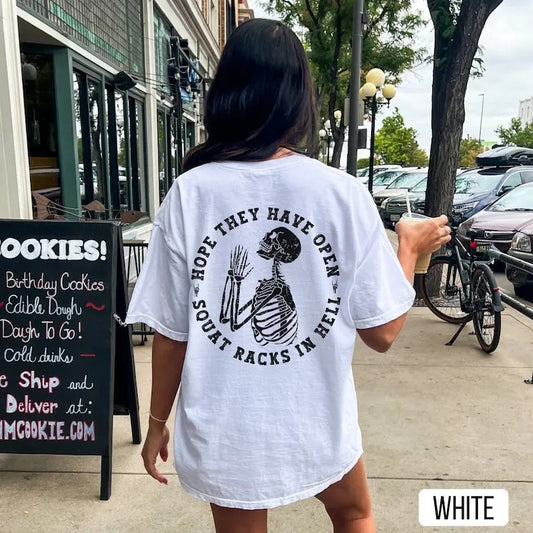 Open Squat Racks in Hell Shirt, Comfort Colors, Funny Workout Shirt, Weightlifting Shirt, Oversized Gym Shirt, Gym Pump...
