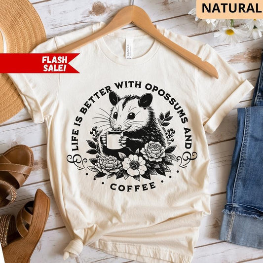 Opossum Coffee T Shirt Hoodie Sweater Coffee Lovers Shirt Opossum Lover Cute Sweatshirt Vintage Shirt Retro Opossum Shirt...