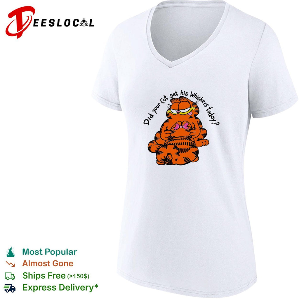 Orange cat did your cat get his whiskers today shirt