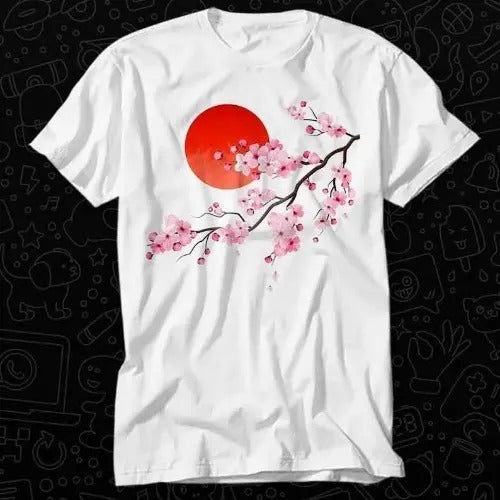 Oriental Japanese Cherry Blossom Tree T Shirt Gift For Womens Mens Unisex Top Adult Tee Vintage Music Best Movie Made in USA