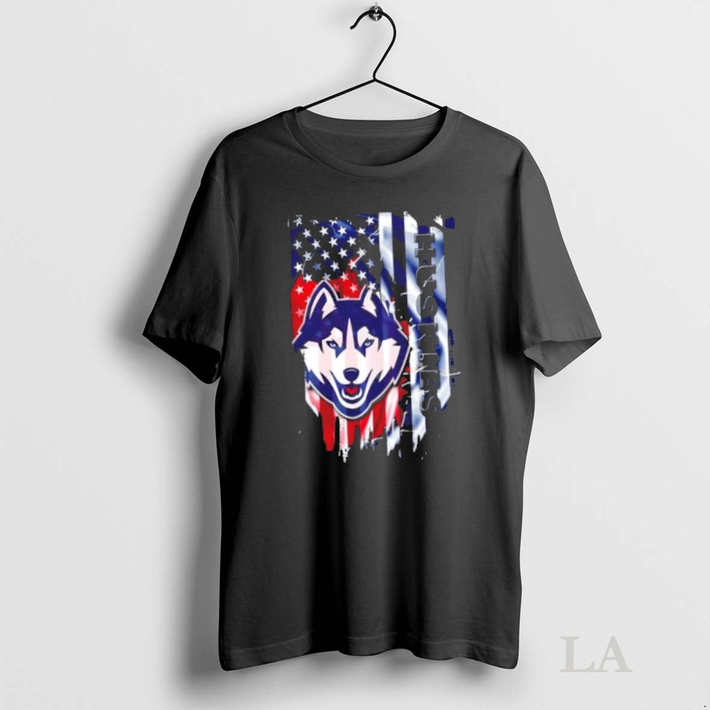 Original Connecticut Huskies Football X American Flag
