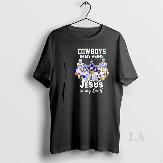 Original Cowboys In My Veins Jesus In My Heart Player Collage Signatures T-Shirts, Hoodie, Sweatshirt | WearSparks.com