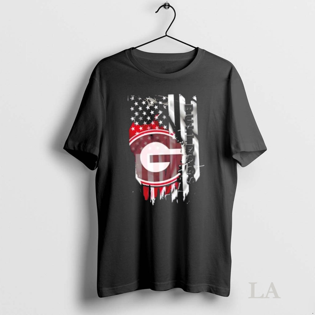 Original Georgia Bulldogs Football X American Flag